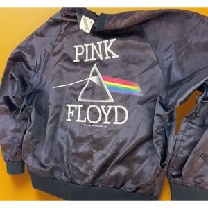 Vintage Pink Floyd Jacket Satin Bomber Snap 80s Body Language Sz M Made In USA